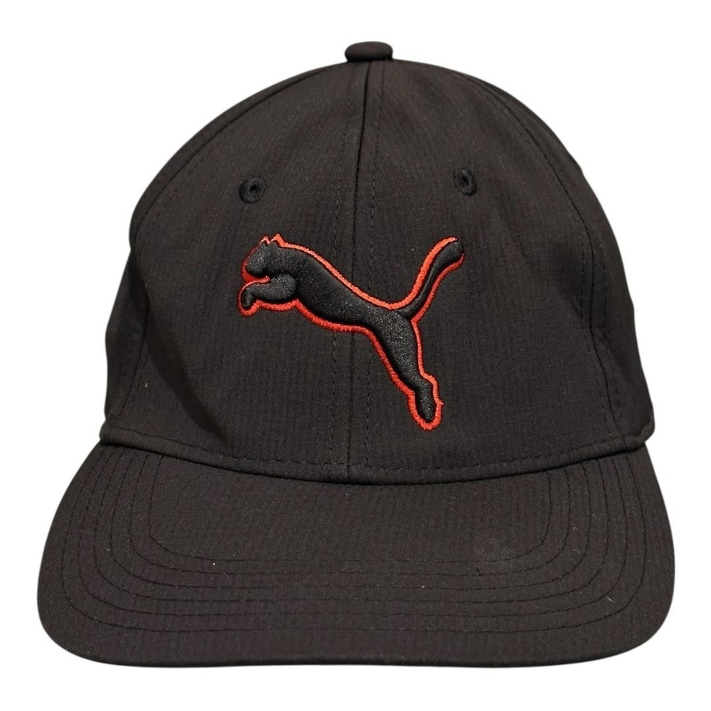 PUMA Hat Cap Fitted Mens Medium Black Baseball Stretch Embroidered Logo Sports